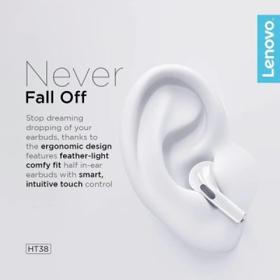Casti Bluetooth TWS - Lenovo HT38 (19584) - White