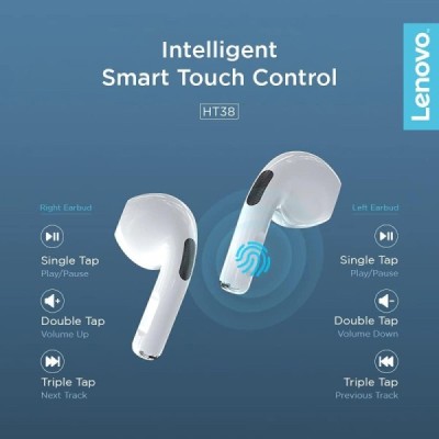 Casti Bluetooth TWS - Lenovo HT38 (19584) - White