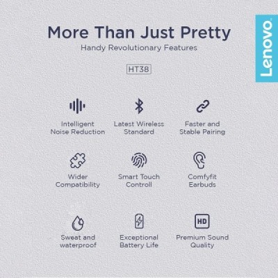Casti Bluetooth TWS - Lenovo HT38 (19584) - White