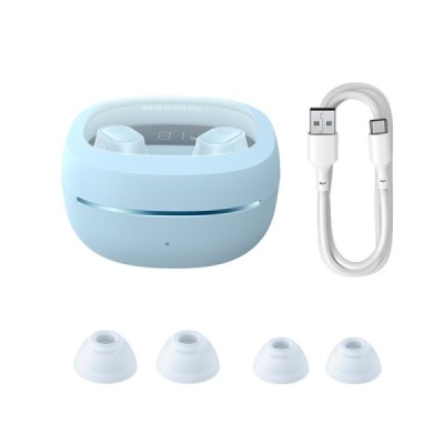Casti Bluetooth V5.3 cu Smart Display, TWS  - Baseus WM02+ (NGTW370303) - Blue