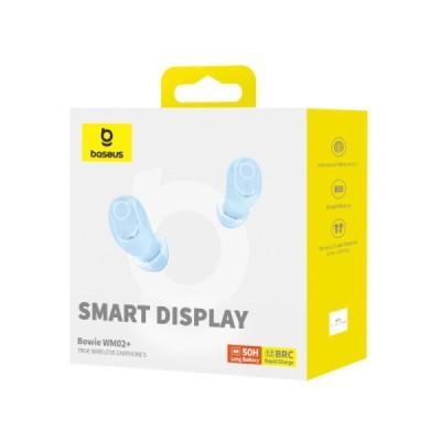 Casti Bluetooth V5.3 cu Smart Display, TWS  - Baseus WM02+ (NGTW370303) - Blue
