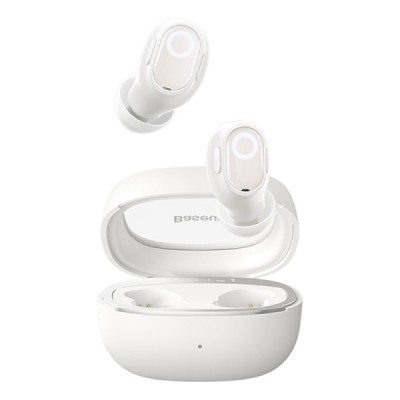 Casti Bluetooth V5.3 cu Smart Display, TWS  - Baseus WM02+ (NGTW370302) - Creamy White