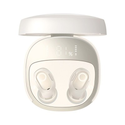 Casti Bluetooth V5.3 cu Smart Display, TWS  - Baseus WM02+ (NGTW370302) - Creamy White