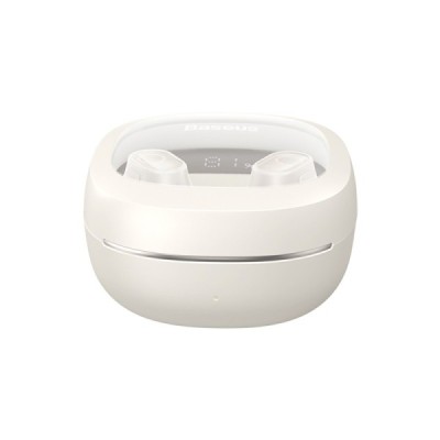 Casti Bluetooth V5.3 cu Smart Display, TWS  - Baseus WM02+ (NGTW370302) - Creamy White