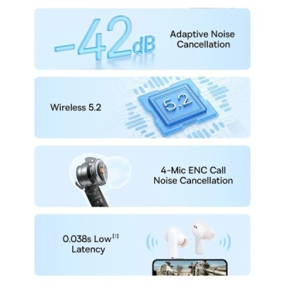 Casti Fara Fir TWS Bluetooth - Baseus Bowie M2 (A00024000221-Z1) - Moon White