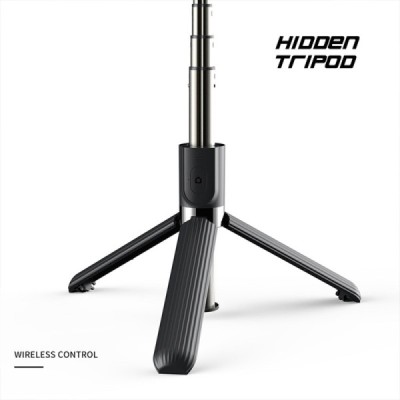 Selfie Stick Stabil Bluetooth, 84cm - Techsuit Remote and Tripod Mount LED (L03S) - Black