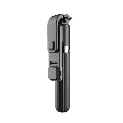 Selfie Stick Stabil Bluetooth, 84cm - Techsuit Remote and Tripod Mount LED (L03S) - Black