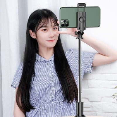 Selfie Stick Stabil cu Telecomanda, 68cm - Techsuit (S03) - Black
