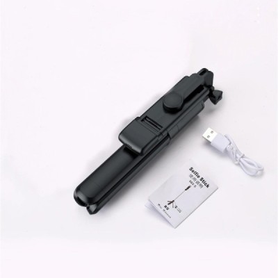 Mini Selfie Stick cu Telecomanda, LED, 67cm - Techsuit (S03-S) - Black