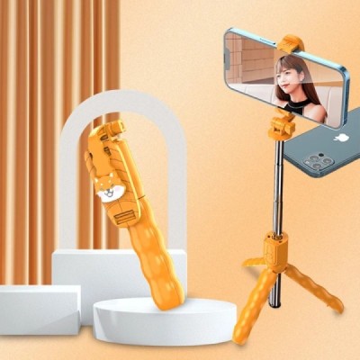 Mini Selfie Stick cu Telecomanda Detasabila, 70cm - Techsuit (KT01) - Orange
