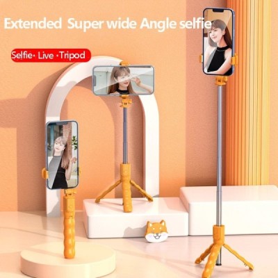 Mini Selfie Stick cu Telecomanda Detasabila, 70cm - Techsuit (KT01) - Orange