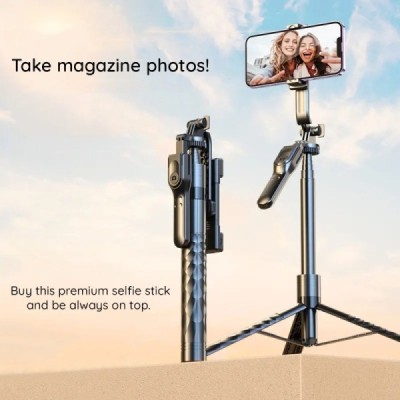 Selfie Stick Stabil cu Trepied, 183cm - Techsuit (K28P) - Black