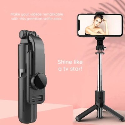 Selfie Stick Stabil cu Trepied si Self Timer, 73cm, Mini - Techsuit (L11) - Black