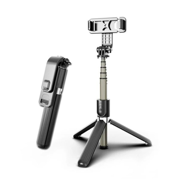 Selfie Stick cu Trepied si Telecomanda, 83cm - Techsuit (L03) - Black