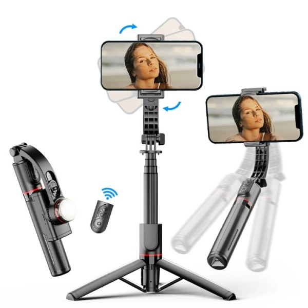 Selfie Stick cu Trepied si Telecomanda, 70cm - Techsuit (L19s) - Black