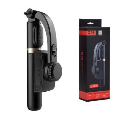 Selfie Stick cu Tripod, Telecomanda, Anti-Shake, 75cm - Techsuit (Q08) - Black