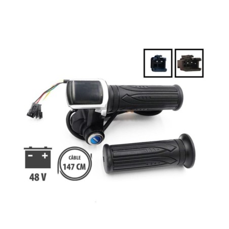 Maneta acceleratie cu display LED si cheie pentru bicicleta si trotineta electrica 48V